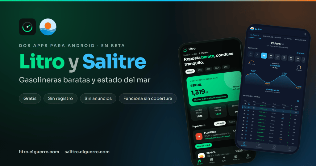 Litro y Salitre, dos apps gratuitas para Android: gasolineras baratas y estado del mar